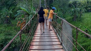 Dangerous hanging Bridge...Basic Life on the Farm//Explore The River Side...