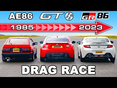Thumbnail for Toyota GR86 v GT86 v AE86: DRAG RACE by Rear-wheel drive, Toyota AE86, Toyota, Toyota GR86, Car