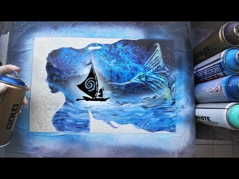 Moana GLOW IN DARK - SPRAY PAINT ART - by Skech Video