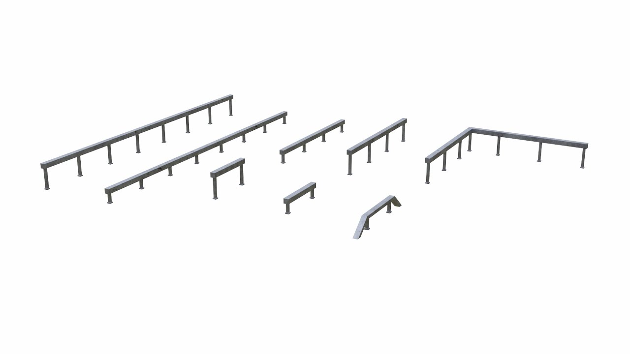 Skatepark Grind Rail Collection 3D Model
