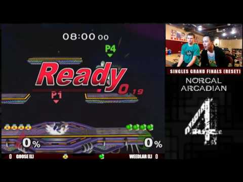 NorCal Arcadian 4 Singles Grand Finals Goose (Sheik) vs Weedlar (Yoshi)