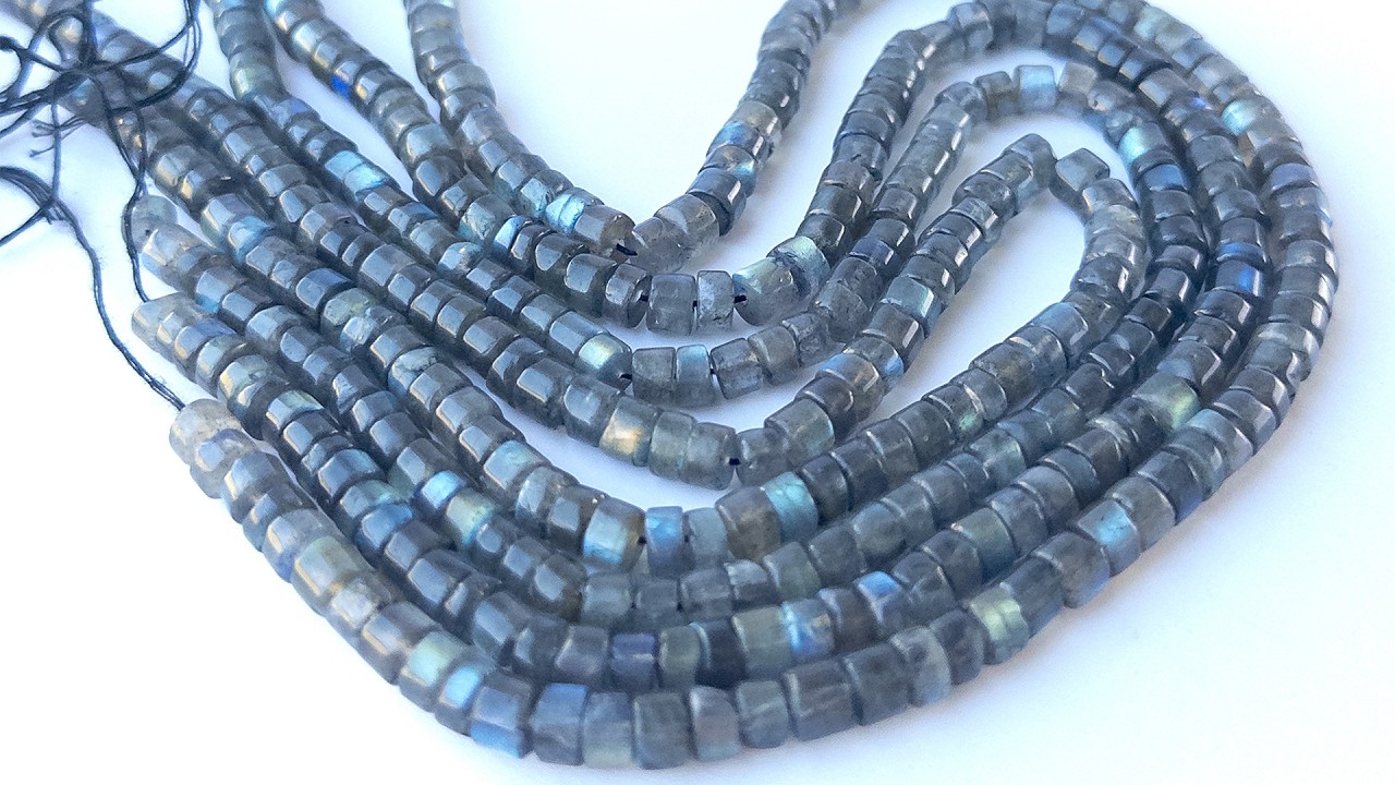 Labradorite | Smooth Cylinder | 5.5-5.7mm Bead Size | 32cm Strand Length video