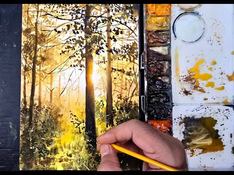 How to Paint an Autumn Forest Glow in Watercolor