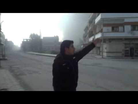 تعليق المنشد محمد دلعوب على قصف للنظام في بابا عمرو في محافظة حمص