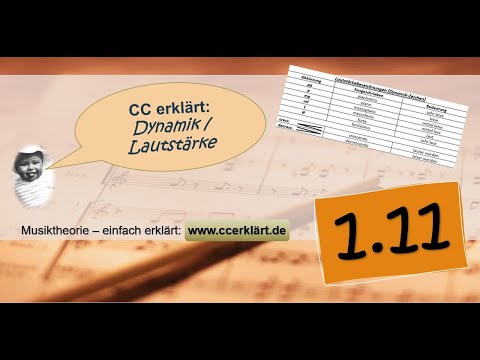Musiktheorie einfach erklärt 1.11 - Lautstärke und Dynamik in der Musik Notenlesen www.ccerklärt.de