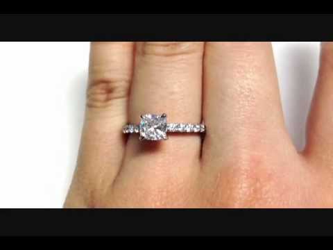 1.28 ctw Cushion Cut D SI2 Diamond Engagement Ring - BigDiamondsUSA