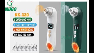 Video Máy hút mụn đầu đen kết hợp massage nhiệt nóng Nikio NK-220 - 6 đầu hút