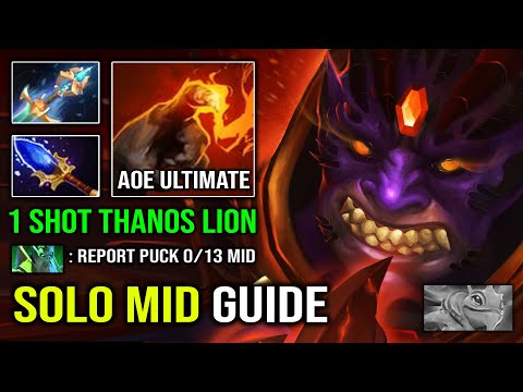 How to 100% Delete Puck From Mid with 1 Shot Thanos Lion Brutal AoE Ultimate NEW Mid Hero Dota 2