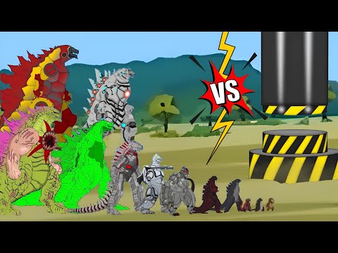 All Godzilla vs The World's Strongest Hydraulic Press ☠️