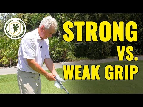 Part of a video titled Two Golf Grips: Strong vs. Weak (THE WINNER!) - YouTube