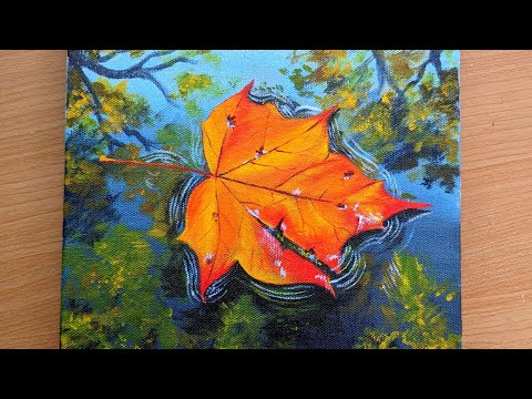 Maple Leaf Acrylic Painting | Acrylic Tutorial For Beginners | Acrylic Canvas Painting | Easy Art.
