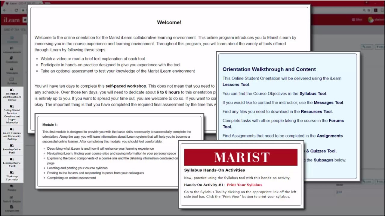 iLearn Sample Course Tour