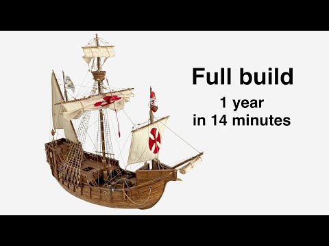 Time Lapse: Santa Maria Wooden Model Ship | Complete Step-by-Step Construction from Keel to Sails