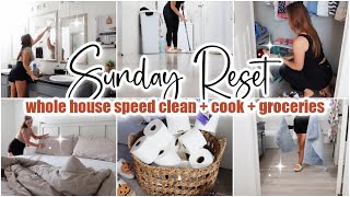 ✨SUNDAY RESET • whole house speed clean with me + easy dinner idea + grocery haul