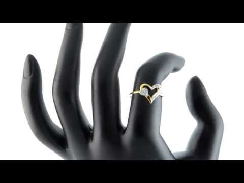 Vera Perla 18K Gold 0.12Ct Diamonds Big Heart Holds Small Heart Ring