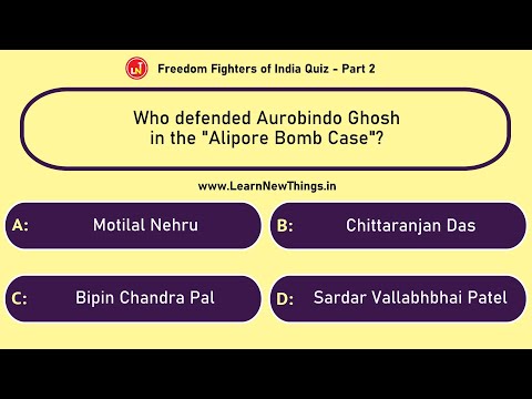 Freedom Fighters of India Quiz - Part 210 - 12 Questions - Independence Day of India Quiz - History