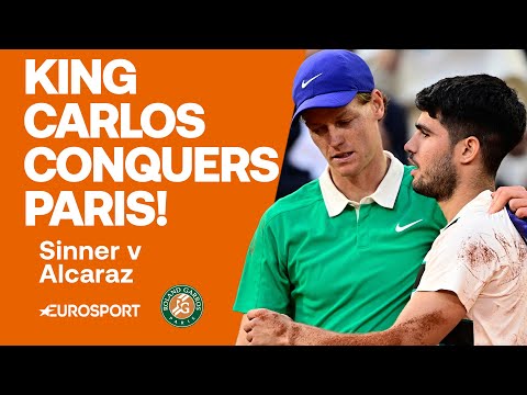🏆 CELEBRATIONS! Carlos Alcaraz beats Jannik Sinner in all-time epic to lift French Open title 🇫🇷