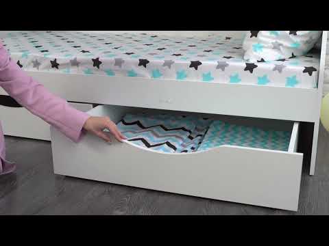 Миниатюра изображения товара Двухъярусная кровать Капризун 6 Р443-4 с лестницей (белый)