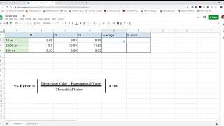How to calculate average and percent error in google sheets