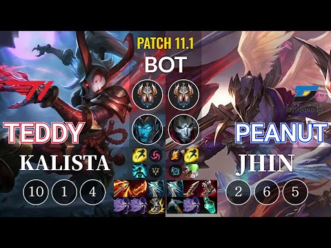 T1 Teddy Kalista vs DYN Peanut Jhin Bot - KR Patch 11.1