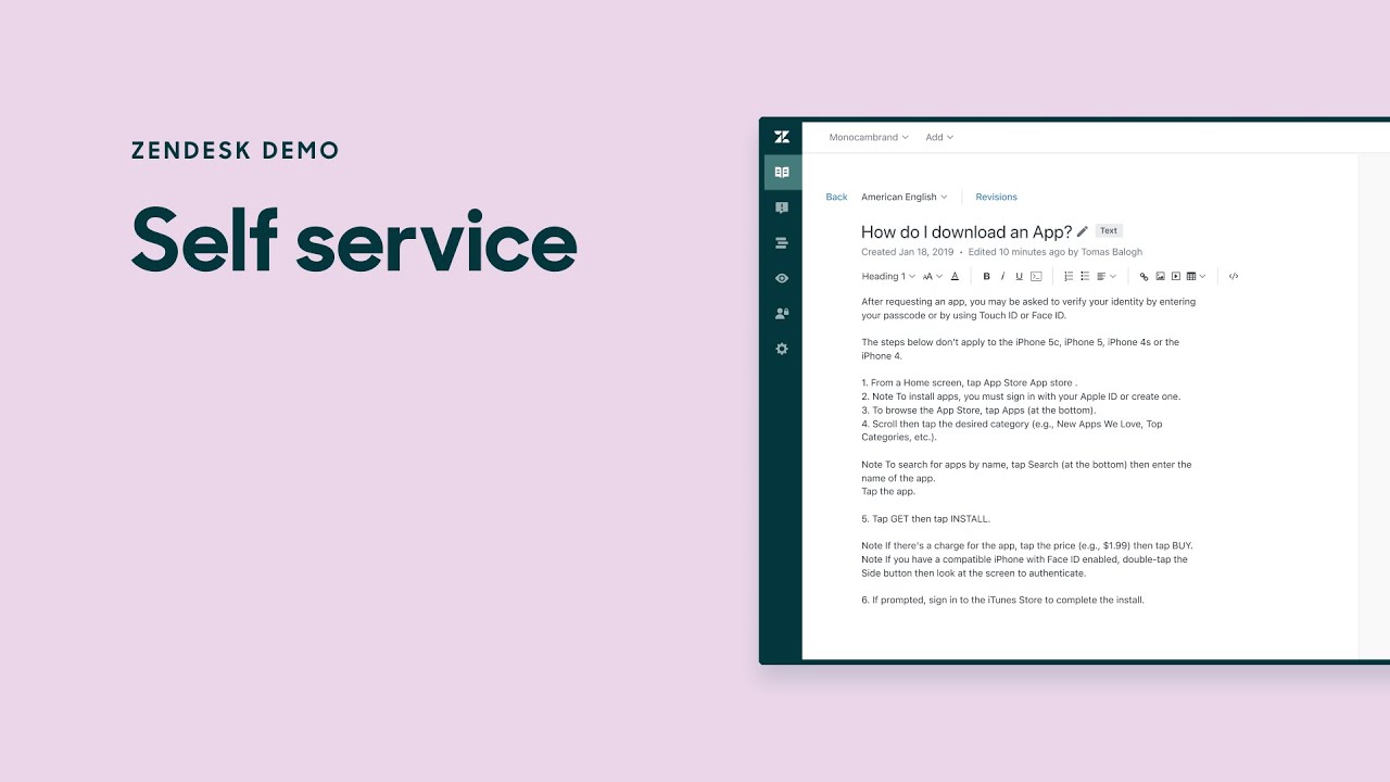 Zendesk Demo: Self service