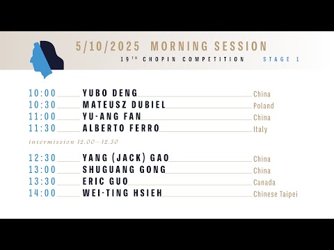 The 19th International Fryderyk Chopin Piano Competition (morning session), 5.10.2025