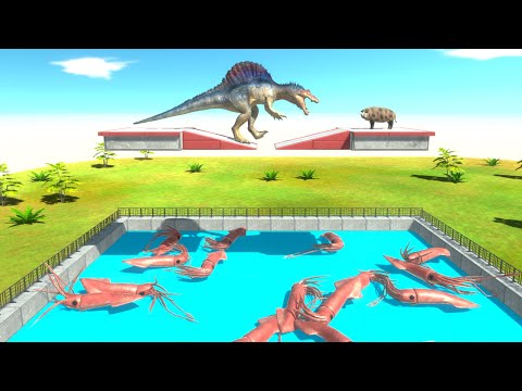 Who Can Not Fall In The Pool With Giant Squid ► Animal Revolt Battle Simulator