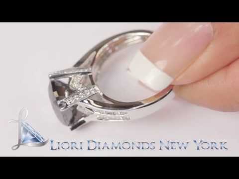 BDR-134 - 5.02 Carat Certified Natural Cushion Cut Black Diamond Ring 14k White Gold