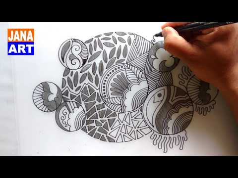 How To Draw Geometric Design || Embroidery Havy Work Design || Doodle