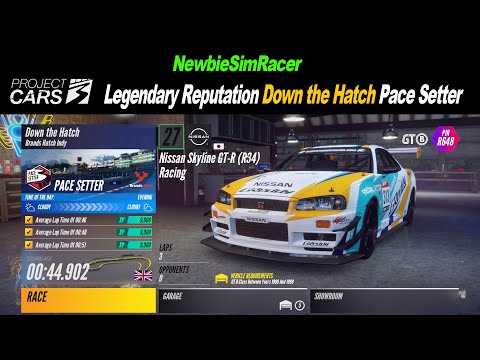 Project Cars 3 - Legendary Reputation Down the Hatch Pace Setter 0:44.902 Nissan Skyline GTR - PC VR