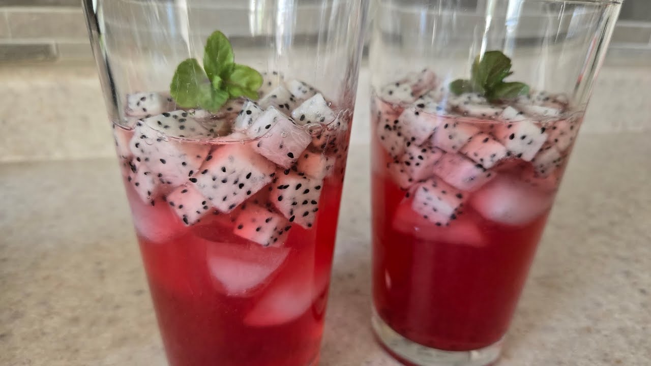 Hibiscus 🌺 Tea Dragonfruit Honey Lemonada 🍋 refreshing drink