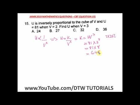 Inverse Variation (Solved JAMB Past Question 2019 - Qst 15)