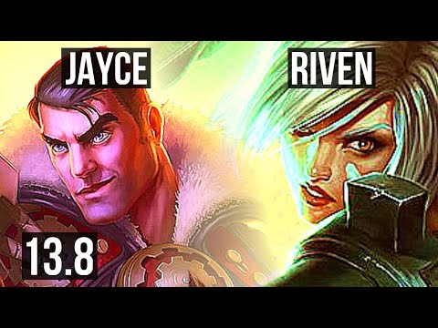 JAYCE vs RIVEN (TOP) | 9/0/8, 7 solo kills, Legendary, 500+ games | KR Grandmaster | 13.8