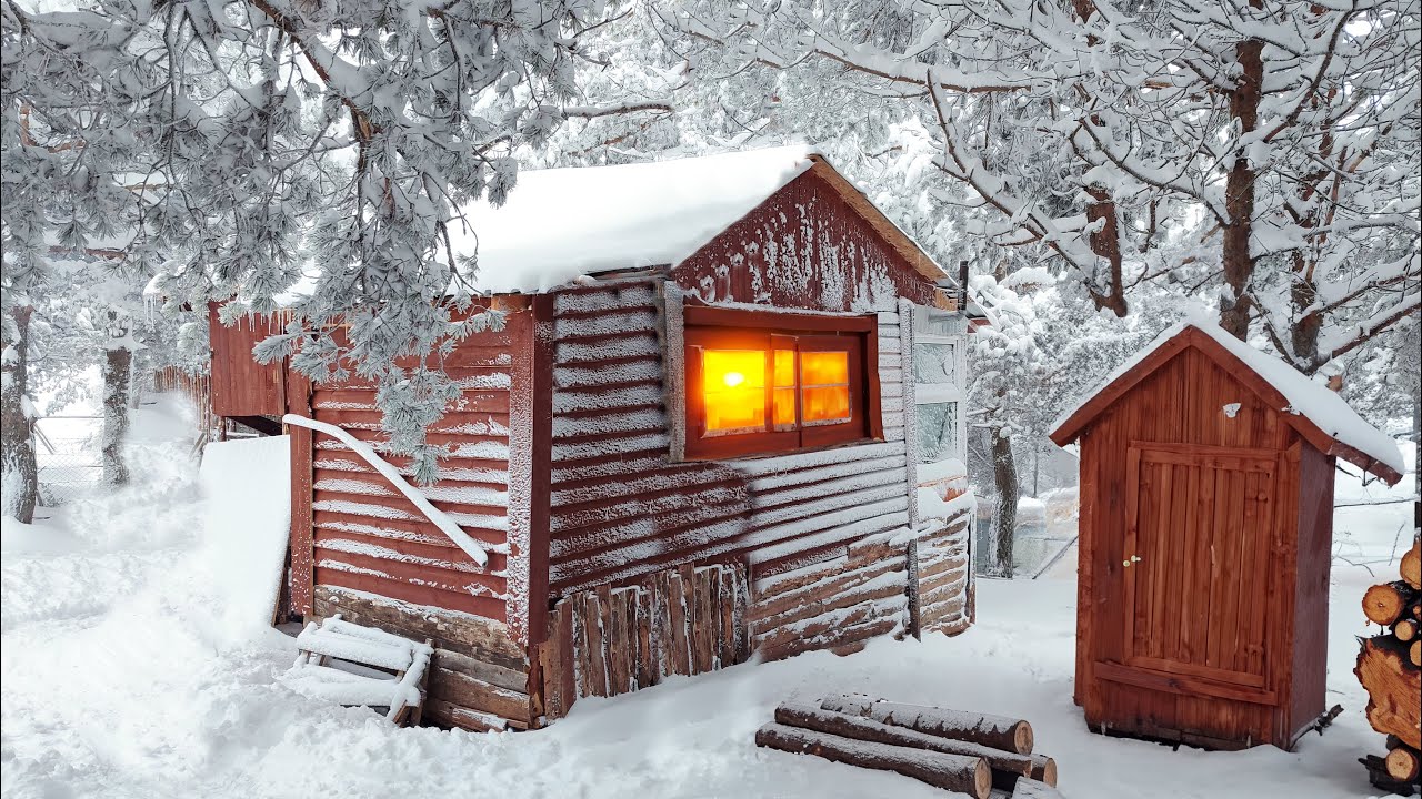 Fighting Snow in a Wooden House, Cold Weather, Collapsing Greenhouse