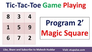 Program 2 - Tic Tac Toe Game using Magic Square in Artificial Intelligence by Mahesh Huddar