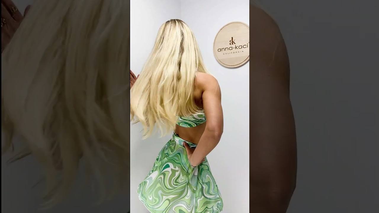 Halter O Ring Three-Piece Bikini Set & Skirt - Green