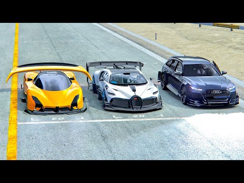 Bugatti Divo GTR vs Audi RS-GTR vs SSC Tuatara GTR - Drag Race 20 KM