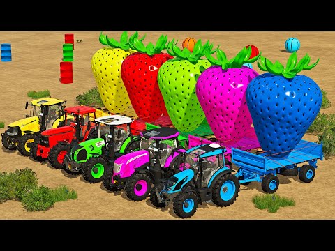 CLAAS vs MCCORMICK vs JOHN DEERE vs FENDT TRACTORS BATTLE WITH STRAWBERRIES - Farming Simulator 22