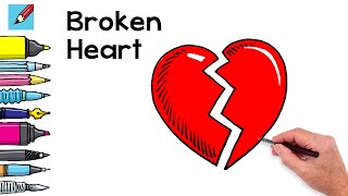 How to draw a Broken Heart Real Easy for Valentine's Day
