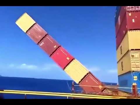 Container Chaos: Massive Stack Collapse at Sea!
