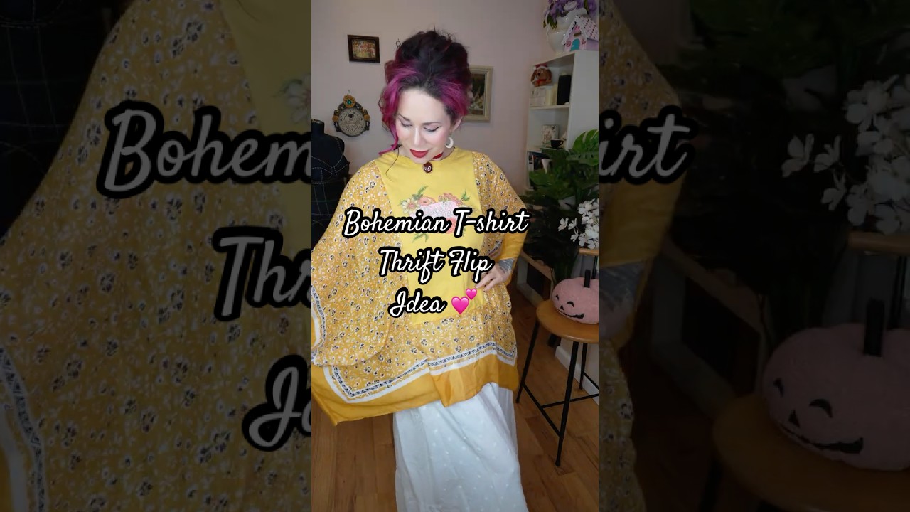 Another Bohemian T-shirt Thrift Flip.. But longer! #sewingtutorial #diysewing #thriftflip #bohostyle