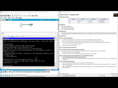 1.3.6 Packet Tracer - Configure SSH