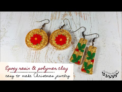 JustHandmade - Epoxy resin & polymer clay - easy to make Christmas jewelry - tutorial / DIY