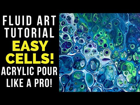 EASY CELLS Fluid Art Acrylic Pouring Tutorial | Poured Soul Art | Music by Elephant_Funeral