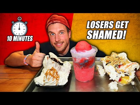 Attempting This MONSTER Ice Cream Challenge in 10 Minutes!