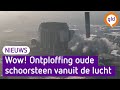 Vanuit de lucht: ontploffing van schoorsteen elektriciteitscentrale in Nijmegen | Omroep Gelderland