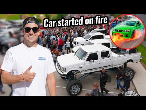 CboysTV Truck Meet Gets Outta Hand (Car starts on fire, Motorcycle Crash and Police)