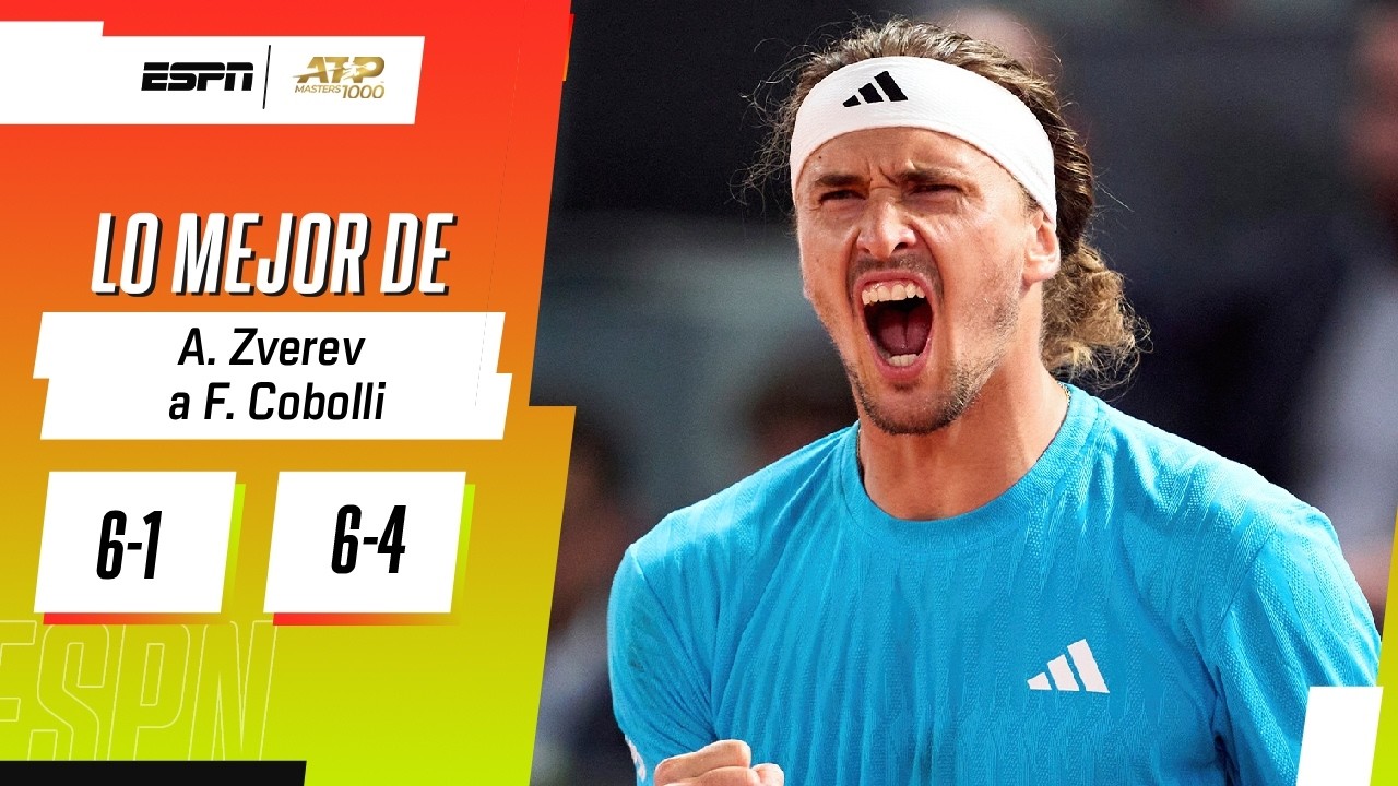 ZVEREV SE TOMÓ REVANCHA ANTE COBOLLI Y ENFRENTARÁ A SINNER EN LA SEMIFINAL DE MADIRD | RESUMEN