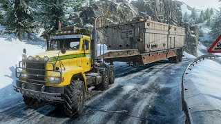 IMPOSSIBLE Transporting Oversized Construction Trailer - SnowRunner | Logitech G29 gameplay