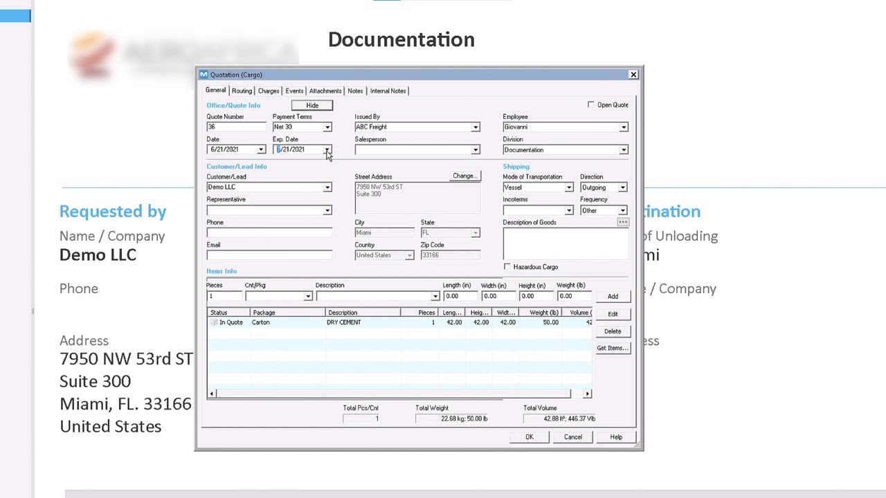 Magaya Supply Chain product dashboard, from official YouTube demo